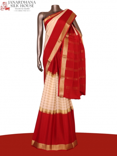 Pure Veldhari Zari Mysore Crepe Silk Saree